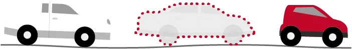 Three cars with one shown as removed