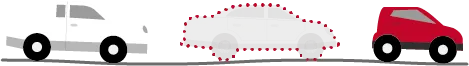Three cars with one shown as removed